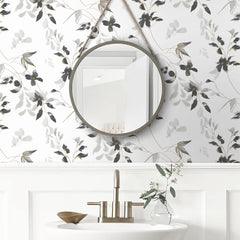 HeloHo Peel and Stick Wallpaper Blue Floral Wallpaper Boho Removable Waterproof Wall Paper for Bathroom Bedroom Living Room Light Blue Flower Leaf Contact Paper for Cabinets Vinyl Roll 15.35" X 78.7"