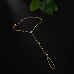 Dainty Hand Chain Bracelet for Women Elegant Gold Ring Bracelet Trendy Hand Jewelry Gift