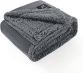 Luciphia Waterproof Blanket for Large Dogs Liquid Proof Furniture Protector Washable Pet Reversible Bed Cover for Couch Soft Sherpa Fleece Cat Blanket for Small Medium Grey Medium(57" x 40")