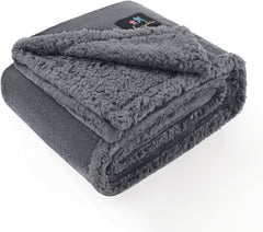 Luciphia Waterproof Blanket for Large Dogs Liquid Proof Furniture Protector Washable Pet Reversible Bed Cover for Couch Soft Sherpa Fleece Cat Blanket for Small Medium Grey Medium(57" x 40")
