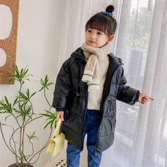 Yiqinyuan Fashion Children Long Jacket Outerwear Boy and Girl Autumn Warm Down Hooded Coat Teenage Parka Kids Winter Jacket