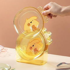 3 Pack Clear Plastic Dinner Plates, Disposable Heavy Duty Hard Plastic Dessert Plates Fancy Nice for Family Parties Thanksgiving Yellow