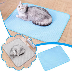 Summer Dog Cooling Mat,Washable Ice Silk Self Cool Pad for Small Medium Large Dogs Cats,Ice Silk Mat Cooling Blanket Cushion Breathable for Kennel, Sofa, Bed, Floor & Car Seats (M Grey)