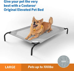Coolaroo Original Elevated Dog Bed - Breathable Off-The-Ground Pet Bed with Cooling Fabric, Joint Relief & Moisture-Resistant Fabric, 100% Recyclable, Easy Clean, Grey, Medium