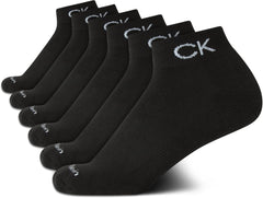 Calvin Klein Boys Quarter Socks - 6 Packs Comfort Stretch Cushioned Performance Athletic Ankle Socks for Boys (Sizes: M-L)