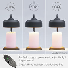 Candle Warmer Lamp with Timer, Electric Candle Warmer Lamp for Jar Candles, Candle Lamp Warmer with 2 Halogen Bulbs (White)