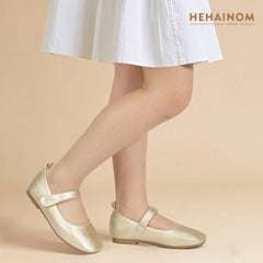 Hehainom Girls Dress Shoes Flower Girl Toddler Little Big Kids Square Toe Flats Mary Jane Wedding School Shoes