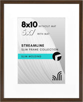 Americanflat 10x10 Picture Frame with Shatter-Resistant Glass - Use as 8x8 Frame with Mat or Display 10x10 Photo Without Mat - Streamline Collection - Square Frames for Tabletop or Wall - Silver