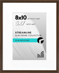 Americanflat 10x10 Picture Frame with Shatter-Resistant Glass - Use as 8x8 Frame with Mat or Display 10x10 Photo Without Mat - Streamline Collection - Square Frames for Tabletop or Wall - Silver