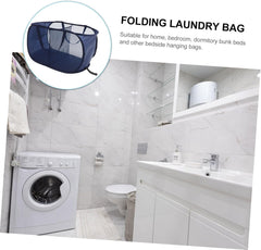 Foldable Mesh Laundry Basket with Handles Large Capacity Dirty Clothes Hamper Gray 2-Compartment Organizer for Bedroom and Toy Storage