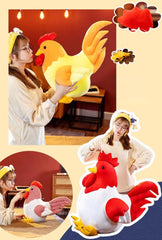 Giant Chicken Stuffed Animal Plush Cocky Rooster Pillow Chicken Plush Decorative Throw Pillow Huge Big Size Fluffy Plush Toy Gifts for Kids Room Décor for Bedroom Living Room