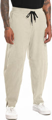 perdontoo Men's Casual Baggy Corduroy Pants Stylish Comfortable Elastic Waist Drawstring Trousers