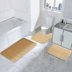 Bathroom Rugs Sets of 3, Memory Foam Bath Mat Set Bathroom Rugs 3 Pcs Toilet Mats Universal Soft Comfortable Water Absorption Non-Slip Washable Bath Rug