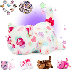 KOWSI Luminous Cat Plush Toys Blind Box Cat Plush Series-100% Polyester Embroidery Plush Pillow-Cute Popular Cat Plush Collectibles (Luminous Cat)