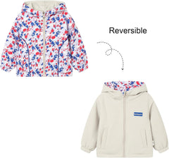 Mud Kingdom Boys Polar Fleece Jacket with Hood Waterproof Reversible Outerwear for Girls Full Zipper Camouflage