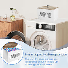 Laundry Pods Container with Lid, Solid Wood Laundry Pod Holder, Multipurpose Dryer Sheet Container, Stylish Dryer Sheet Holder Laundry Detergent Container for Laundry Room Bathroom (Black)