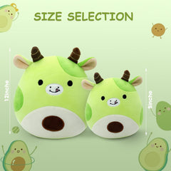 Avocado Cow Plush Toy Pillow Cute Stuffed Animal Soft Plushie Doll Gift for Kids Boys Girls Green 8 inch