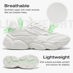 ZURIN Womens Chunky Platform Sneakers-Lightweight Breathable Dad Shoes,Casual Lace-Up Walking Sneakers,Comfortable Fashion Tennis Shoes