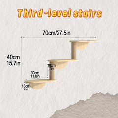 Cat Tree House, Wall-Mounted Cat Climber Set with Climbing Shelves, Perches, Bridge, Scratching Board, Wood Indoor Cats Furniture for Kittens Play(24x18x10cm)