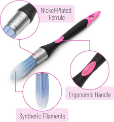 Bates- Trim Paint Brush, 0.75 Inch, Ergonomic Non-Slip Handle, Synthetic Bristles, Trim Brushes for Painting, Black & Brown