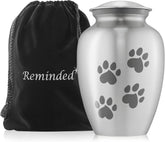 Reminded Pet Cremation Urns for Dog and Cat Ashes, Memorial Paw Print Urn - Extra Small Keepsake Silver