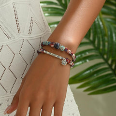 Gold Beaded Stack Bracelets Set For Women 5Pcs Boho Handmade Small Beads Stackable Stretch Layered Jewelry Gift