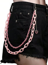 Dual-Layered Pink Acrylic Strawberry Pants Chain for Women Valentines Accessory