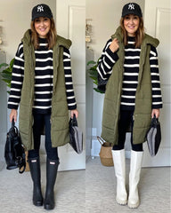 Inorin Womens Down Vest with Stand Collar Thick Hooded Sleeveless Long Coats Jacket