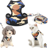 SMALLLEE_LUCKY_STORE CWYP00068-Red-S New Soft Mesh Nylon Vest Pet Cat Small Medium Dog Harness Dog Leash Set Leads ,Red , S