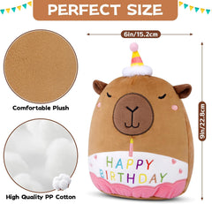 Cow Stuffed Animal - Green Cow Plush Pillow, Happy Birthday Stuffed Animal Toy Gifts for Kids, Birthday Party Decor