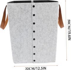 CHILDWEET Clothes Basket Felt Laundry Hamper Long Handle Collapsible Storage Bin Space-saving for Home