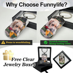 Funnylife Personalized Dog Memorial Photo Keychain Stainless Steel Custom Pet Memory Keychain Loss of Dog Sympathy Gifts