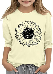 Girls Tops 3/4 Sleeve Shirts Round Neck Loose Casual Blouses Floral Print Tshirts Summer Cute Tops Tee for 3to13 Y