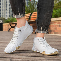 Vogany Men's Casual Leather Fashion Sneakers Chukka Boots Slip On Non-Slip Breathable High Boots Hiking Shoes Men