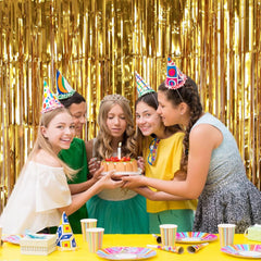 2 Pack 3.2ft x 8.2ft Black Tinsel Foil Fringe Curtains, Metallic Foil Tinsel Photo Booth Backdrop Streamer for New Years Decorations Halloween Bachelorette Birthday Holiday Celebration Party Supplies