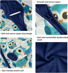 CHIFIGNO Cute Blue Teal Owls Toddler Winter Coat Soft Winter Coat for Boys 3T