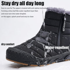 Snow Boots Mens Waterproof Winter Boots, Winter Boots Men Zipper, Slip On Outdoor Boot, Fuzz Lined Warm High Top Boots for Men