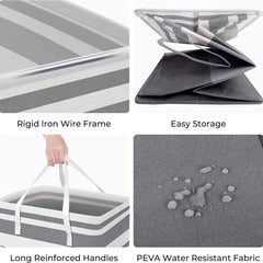 2-Pack Collapsible Large Laundry Baskets, 75L Freestanding Slim Waterproof Laundry Hamper with Easy Carry Handles,Dirty Clothes Hamper for Laundry Room Bedroom College Dorm Bathroom