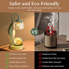 Flower Candle Warmer Lamp,Birthday Gifts for Women Mom,Candle Lamp with Timer Dimmer,Adjustable Height Wax Warmer, Wax Melt Lamp House Warming Gifts New Home Bedroom Office Decor (Flower Lamp)