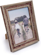 Weathered Picture Frame, Distressed Wooden Look for Wall or Tabletop Display, Lightweight Photo Frame with Glass Cover, 8" x 10", Gray