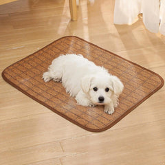 CHICTRY Cooling Floor Mat for Dogs Cats Lightweight Foldable Waterproof Pet Bed Pad for Crates Kennels Brown Large