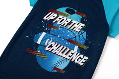 Tebbis Pajamas For Boys Fun Baseball Navy Blue Short Sleeves & Pants 2-Piece PJs Set Kid Comfy Sleepwear Size 6-18