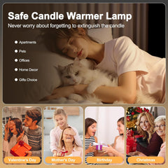 Candle Warmer Lamp with Timer Dimmable, Birthday Gifts for Women Mom, House Warming Gifts New Home Decor, Wax Melt Warmer for Jar Candles, Home Bedroom Decor with 2 Bulbs(Glazed Black)