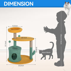 Cat Tree Tower 31 inch, 2 Plush Cat Condos, Cat Tree for Indoor Cats, Cat Scratching Post, Cat Post Scratcher with Perch, Small Cat Tower, Cat Furniture for Adult Cats, Grey