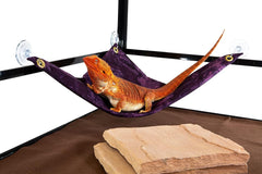 Hammock for Bearded Dragons, Dark Purple Batik Fabric with Suction Cup Hooks