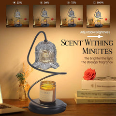 Electric Candle Warmer Lamp with Timer & Dimming, Wax Melt Lamp for Jar Candles β 2 Bulbs, Home Decor, Gifts for Women, Living Room & Bedroom Table Lamp | Gold