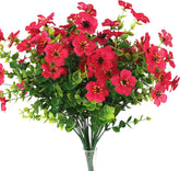 4 Pieces Artificial Flowers Bushes Artificial Violet Flowers UV Resistant Fake Flowers Faux Plants for Outdoor Garden Porch Window Box Patio Yard Decorating (Purple)