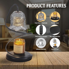 Electric Candle Warmer Lamp with Timer & Dimming, Wax Melt Lamp for Jar Candles β 2 Bulbs, Home Decor, Gifts for Women, Living Room & Bedroom Table Lamp | Gold