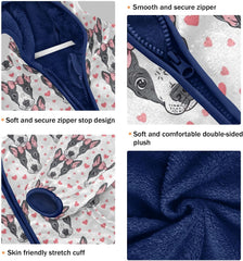 Cute Dog Bow Heart Boys Fleece Coat,Children's Zip-Up Hoodie Jacket,Baby Warm Fashion Outerwear 3-10T,A113438