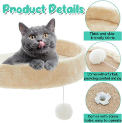 2 Pcs 13.39 Inches Semi Edged Cat Tree Replacement Parts Cat Tree Tower Accessories with Hanging Elastic Strings Pom Pom Toys for Platform Perch Shelves(Gray)